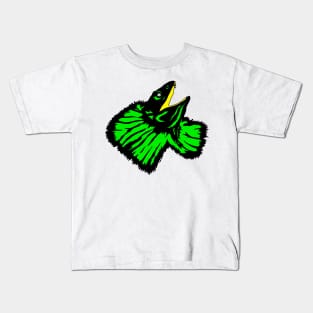 Neon Green Frilled-neck Lizard Kids T-Shirt